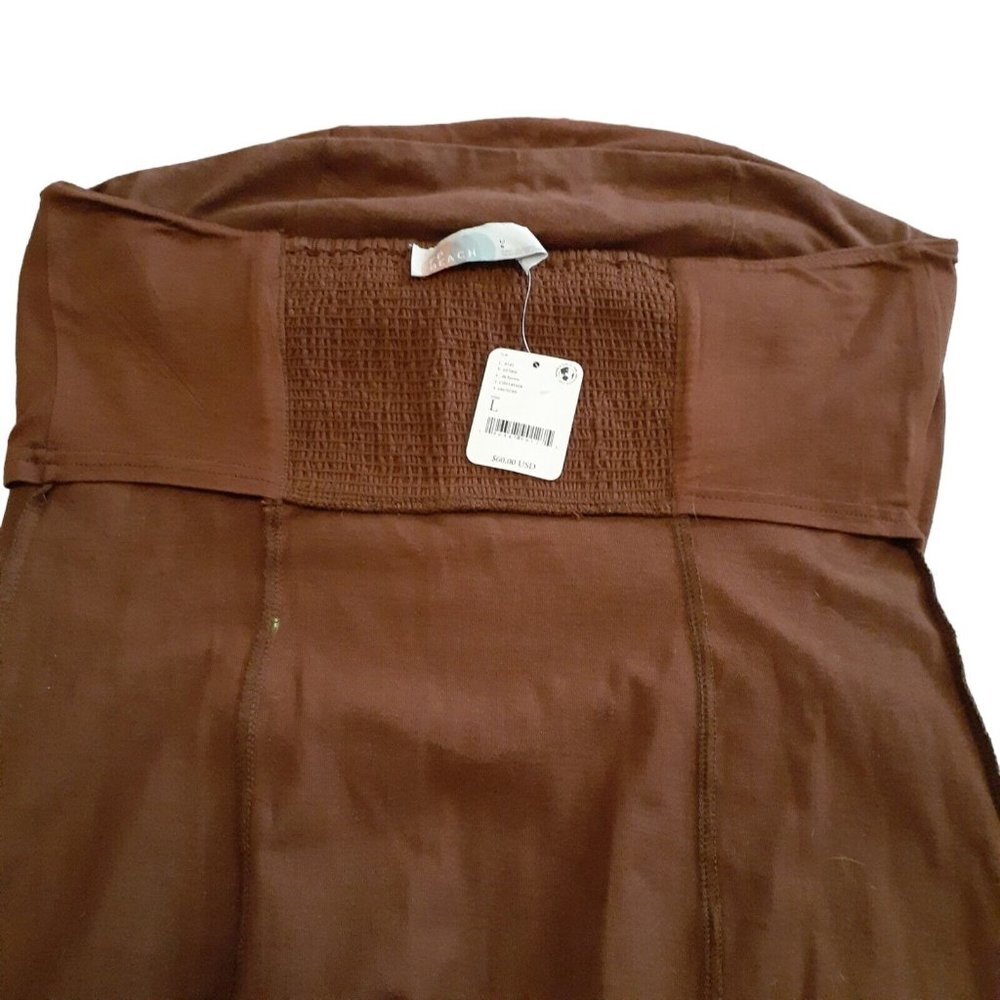 Free People Beach Strapless Dress Smocked Back L Brown Bathing Suit Cover - Picture 5 of 7